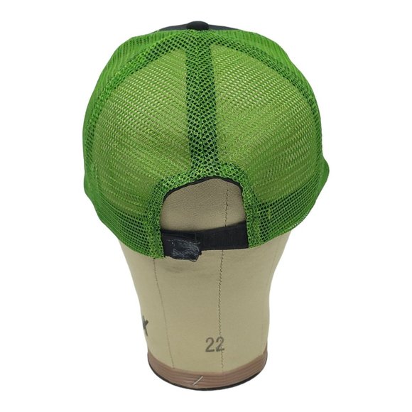 John Deere Mesh Patch Logo Strapback Cap Trucker Baseball Hat Black Green - Picture 7 of 13